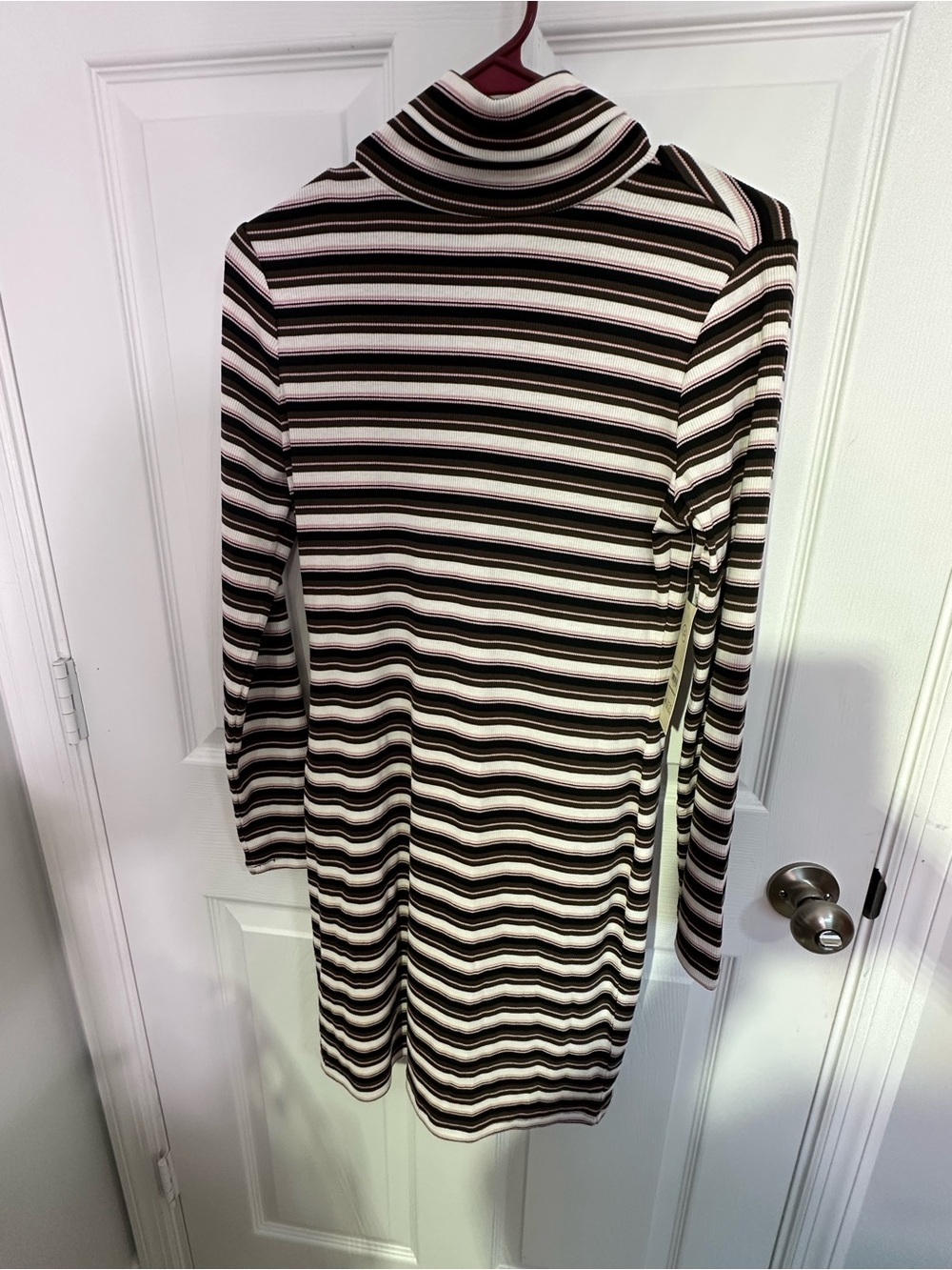 No Boundaries Striped Turtleneck Mini Dress - Black & White - Picture 2 of 9